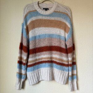 American Eagle Cozy Wool Blend Boho Striped Print Slouchy Sweater